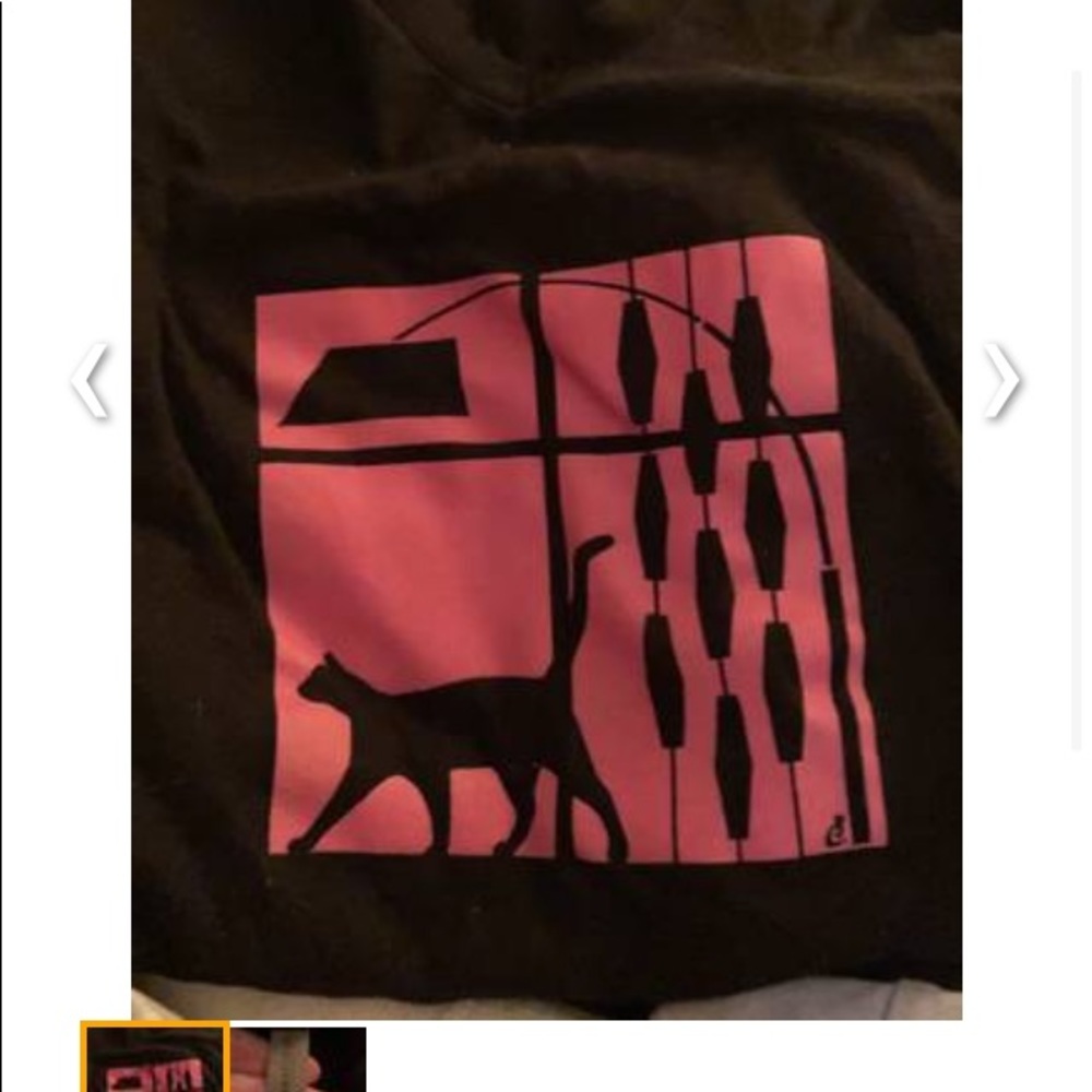 Women’s Medium Pink and Black Cat Short Sleeved T shirt